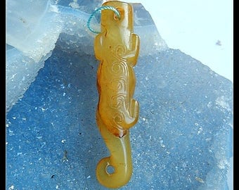 Semiprecious Handmade Carved Jade Pendant Bead,Father's Day Gift,58x14x10mm,11.71g(f0109)