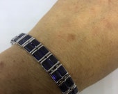 Handmade Genuine Blue Iolite Rhodium Finished 925 Sterling Silver Tennis Bracelet