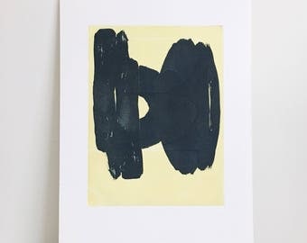 Art Print . Contemporary Print . Navy Blue + Yellow : "Chance" . Print 17" x 23" . Unframed