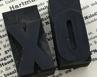 Antique European Wood Printer's Block Letterpress XO