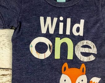 Wild one birthday shirt First birthday shirt Wild 1 organic shirt boys girl birthday tee custom shirt woodland animal forest party