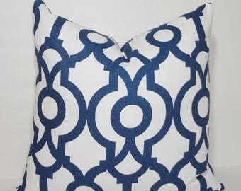 FALL is COMING SALE Inventory Reduction Navy Blue & White Geometric Print Pillow Cover Decorative Throw Pillow Cover Size 18x18