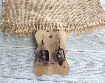 Cooper Patina Earrings, Boho Earrings, Mixed Metal Earrings