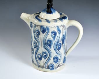 Handmade Ceramic Teapot, Blue Teapot, Wheel thrown teapot, Unique Teapot