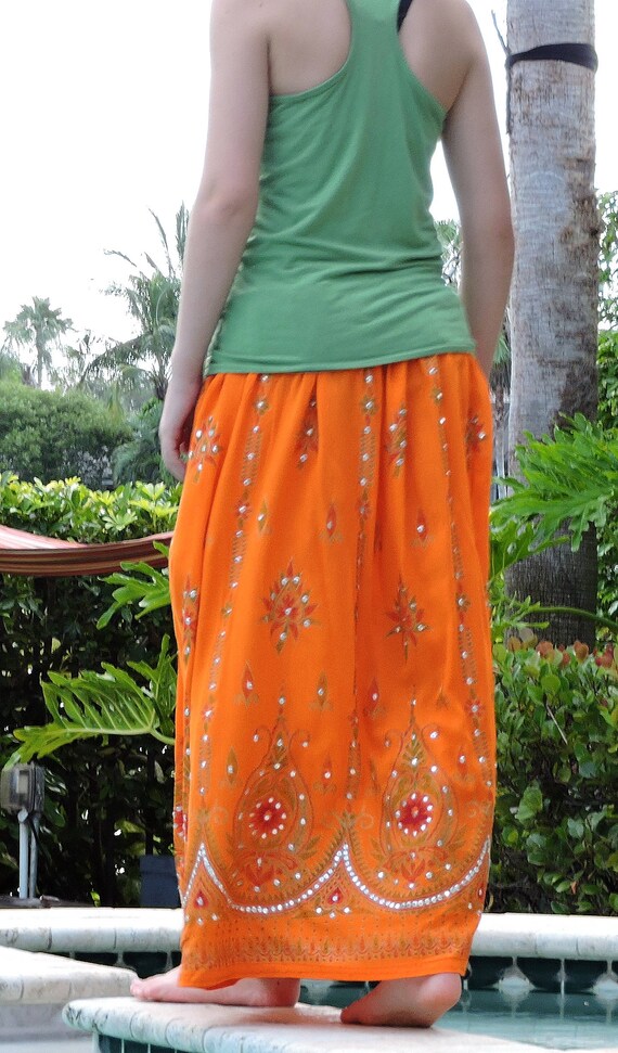 sequin orange skirt
