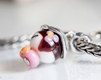Small core Dangle SRA Lampwork Bead fits european charm bracelet BHB sterling silver