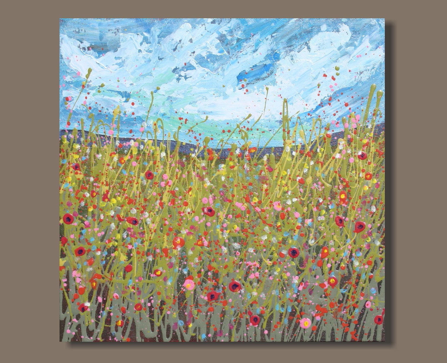 abstract meadow abstract field flowers painting drip