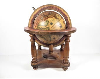 Vintage Wood Olde World Globe - Table Top World Globe on Wood Stand
