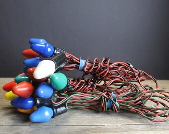 Vintage C-7 Christmas Light Strands with Bulbs // 3 Strands 21 Lights // Vintage Christmas
