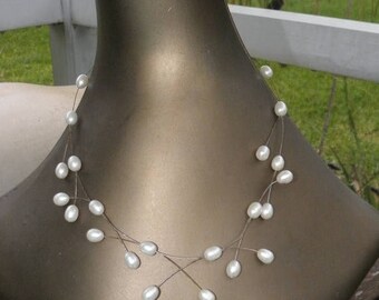 10% OFF Fabulous Sterling Floating Genuine Pearl 20" Necklace