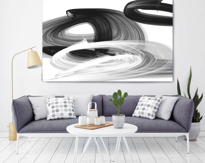 Squeezed through. Contemporary Abstract Black and White, Unique Wall Decor, Large Contemporary Canvas Art Print up to 72" by Irena Orlov