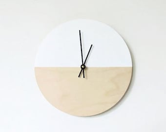 Wall Clock, Trending Minimalist Art, Natural Wood and White, Housewares, Home and Living, Unique Wall Clock