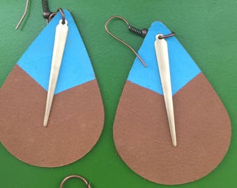 Leather earrings,handmade earrings,accessories,football season,college football