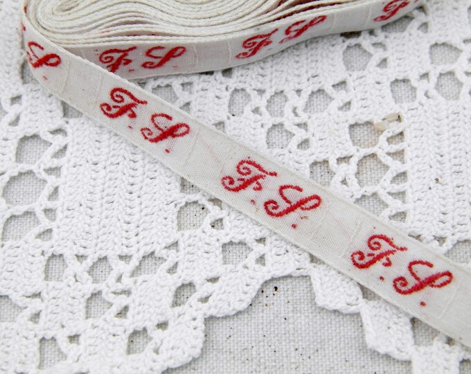 Antique 210 cm / 83 inches Unused French Fabric Laundry Labels Letters F L with Box, Clothes Initial Tags from France, Monogram Label