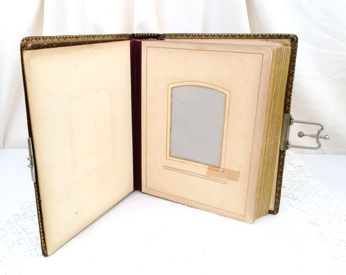 Large Antique French Leather Bound Photo Portrait Album with Metal Lock and Gold Gilt Edges, Family Photograph Book, Brocante Home Decor Large Antique French Leather Bound Photo Portrait Album with Metal Lock and Gold Gilt Edges, Family Photograph Book, Brocante Home Decor