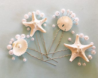 Beach Wedding Bridal Hair Pins-Mermaid Hair Pins- Sea Shell Hair Pins- Bridal Hair Pins-Updo Hair Pins