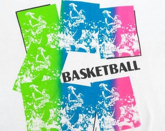 Vintage 80s 90s Colorado Basketball 50/50 T shirt White Neon Graphic Screenstars T-shirt Thin Tee XL