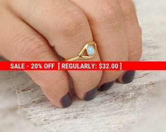 SALE 20% OFF Evil eye ring, gold ring, stacking ring, eye, evil eye jewelry, opal stone,gift for her -10028