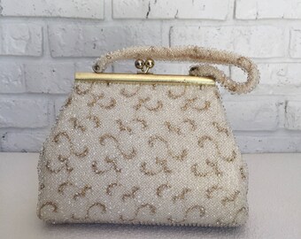 Ivory Beaded Clutch