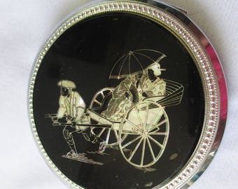 Vintage Elegance Oriental Mother of Pearl Inlaid Coompact - Estate find from a collectors collection!