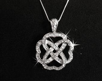 Large Heart Necklace, Cubic Zirconia Edwardian Woven Heart Pendant, CZ, Edwardian, Romantic Jewelry, Edwardian Jewelry