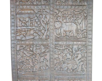 Vintage Wall Hanging Tribal Schedule Carved ancient Shabby Chic Farm  Decor