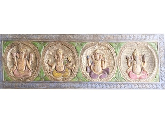 Antique Vintage Ganesha Indian Headboard Zen Altar Wall Sculpture, Shabby Chic Eclectic interior Decor, One of a Kind, CLEARANCE