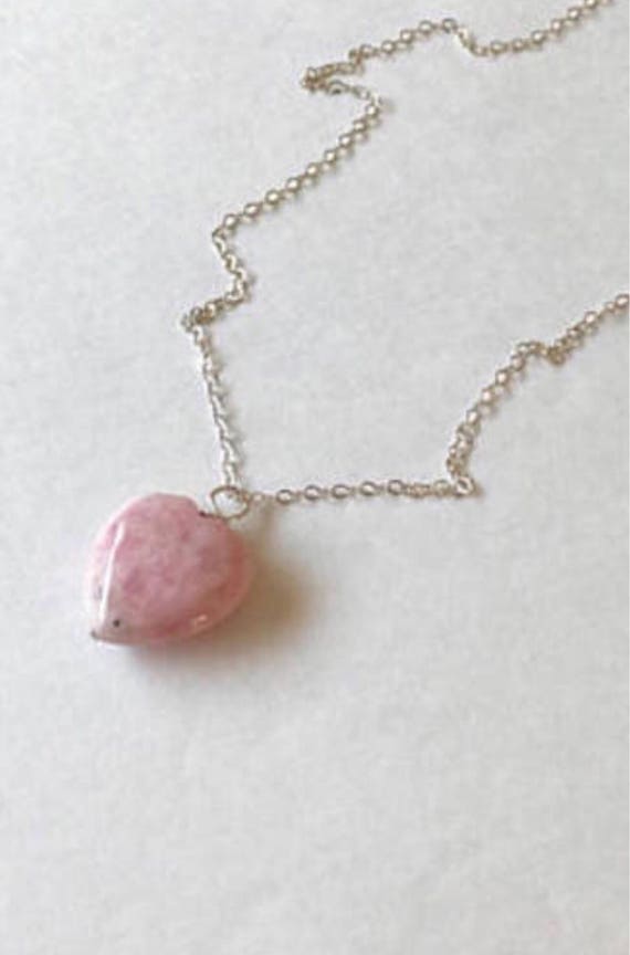 Rhodochrosite Pink Heart Necklace