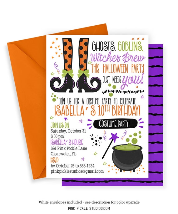 Witch Invitation Witch Party Witch Birthday Witch Birthday