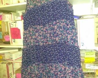 Vintage blue tiered short sleeveless dress for summer