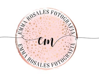 DIGITAL Gold pink Photography logo, watercolor watermark photography logo, circle round logo design, logo photography, gold pink watermark