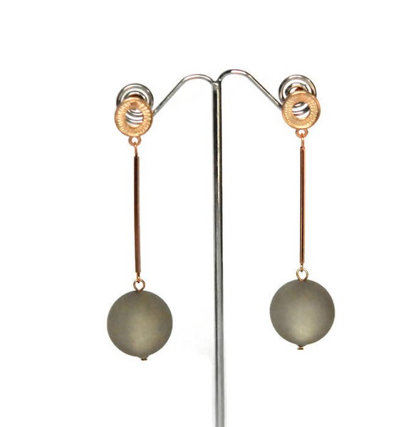 Rose gold geometric earrings Modern Stick Earring Gray