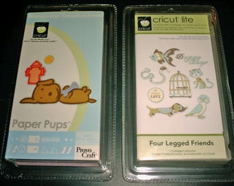 Cricut Cartridge, 2 Cartridges, Paper Pups and Four Legged Friends, New, Blister Pack Sealed