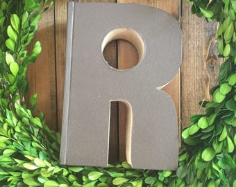 Book letter; letter R book letter, vintage book letter R