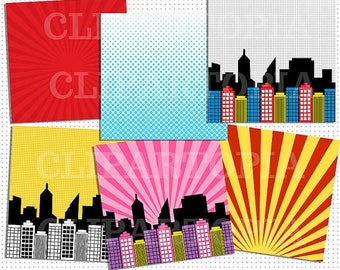 50% OFF SALE Superhero Comic Book Paper Pack / Superheroes Paper Pack For Personal and Commercial Use / Instant download