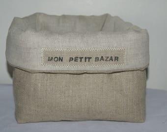 Basket, organizer, storage textile quilted all linen "my little mess"