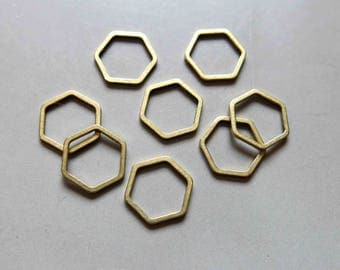 100pcs Raw Brass Hexagon Rings, Findings 12mm - F178