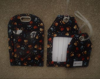 Paw Print Fabric ID Badge Holder Protector Luggage Rollerboard Name Identification Large Small Bag and Gift Tags to mark your Gear