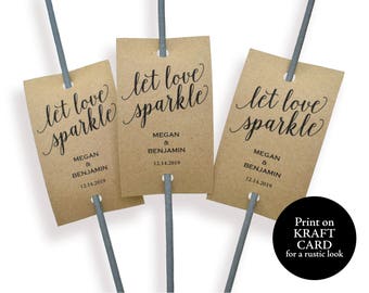 Rustic Wedding Sparkler Tag, Let Love Sparkle, Wedding Sparkler Tags, Sparkler Send Off, Printable Sparkler Tags, Instant Download, MM01-2