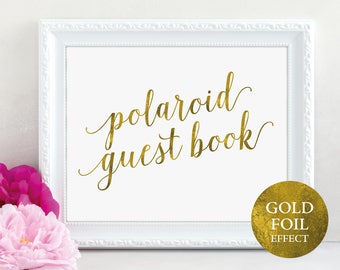 Polaroid Guest Book Sign, Gold Guest Book Sign, Polaroid, Guest Book Printable, Wedding Printable Sign, PDF Instant Download, MM01-3