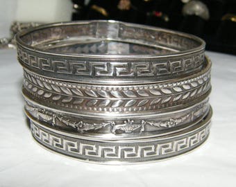 Vintage Sterling Silver Bangle Bracelets - Set of 4