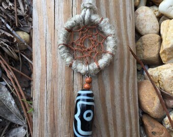 Glass Beaded Dreamcatcher Pendant Necklace