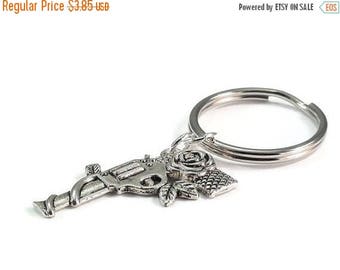 SALE Pistol Key Chain Country Western Style Silver Metal Key Ring