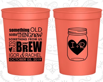 Personalized Stadium Cups (C01) Monogram - Wedding Cups - Wedding Favors - Custom Plastic Cups - Monogram Cups
