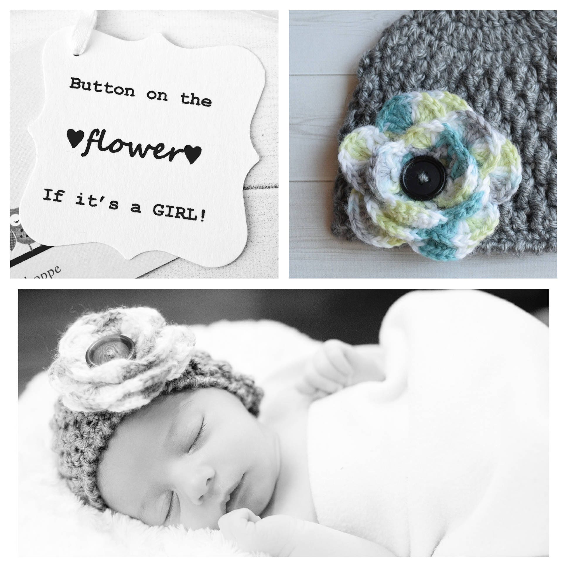 Gender Neutral Baby Hat/Surprise Gender Baby Hat button on
