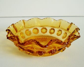 Brown glass trinket dish shallow