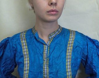 Blue Silk Dress from Thailand (UK size 10)