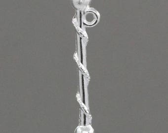 majorette baton charm silver 26 x 3, 5 mm