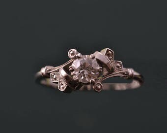 Platinum And 18ct White Gold Vintage Ring With A Diamond (360s)