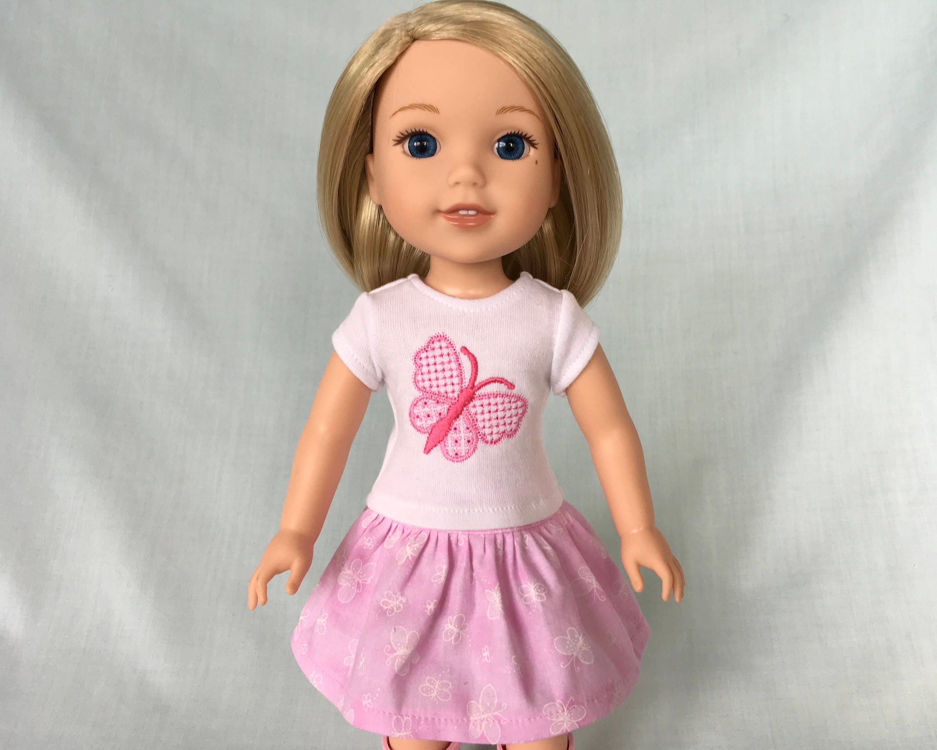 Pink Butterfly T-Shirt and Pink Butterfly Print Skirt for